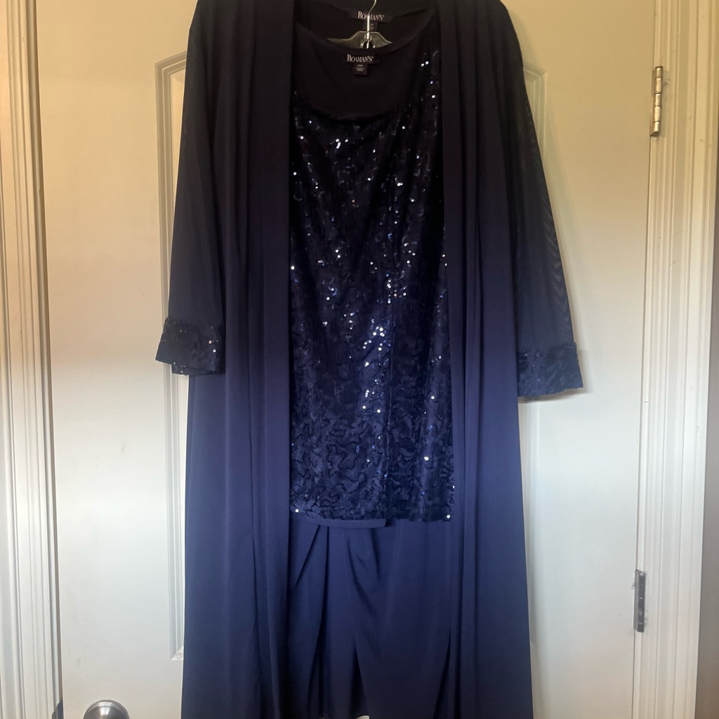 Roaman's Blue Sequined Pants Suit